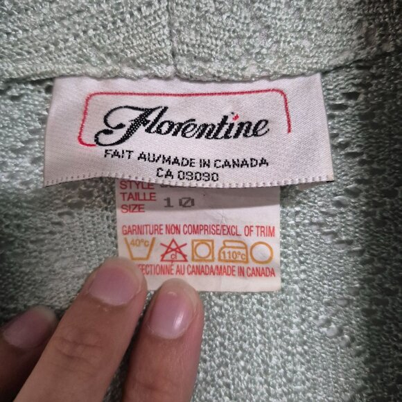 Vintage Florentine Womens Knit Cardigan Sz 10 Mint Green Short Sleeve Button-Up - Picture 4 of 8
